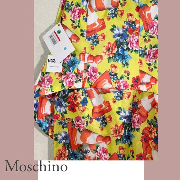 NEW! MOSCHINO COUTURE Rare 'Runway' Flower & Cone Dress, Sz 40 Italian (US 4) - Picture 7 of 11